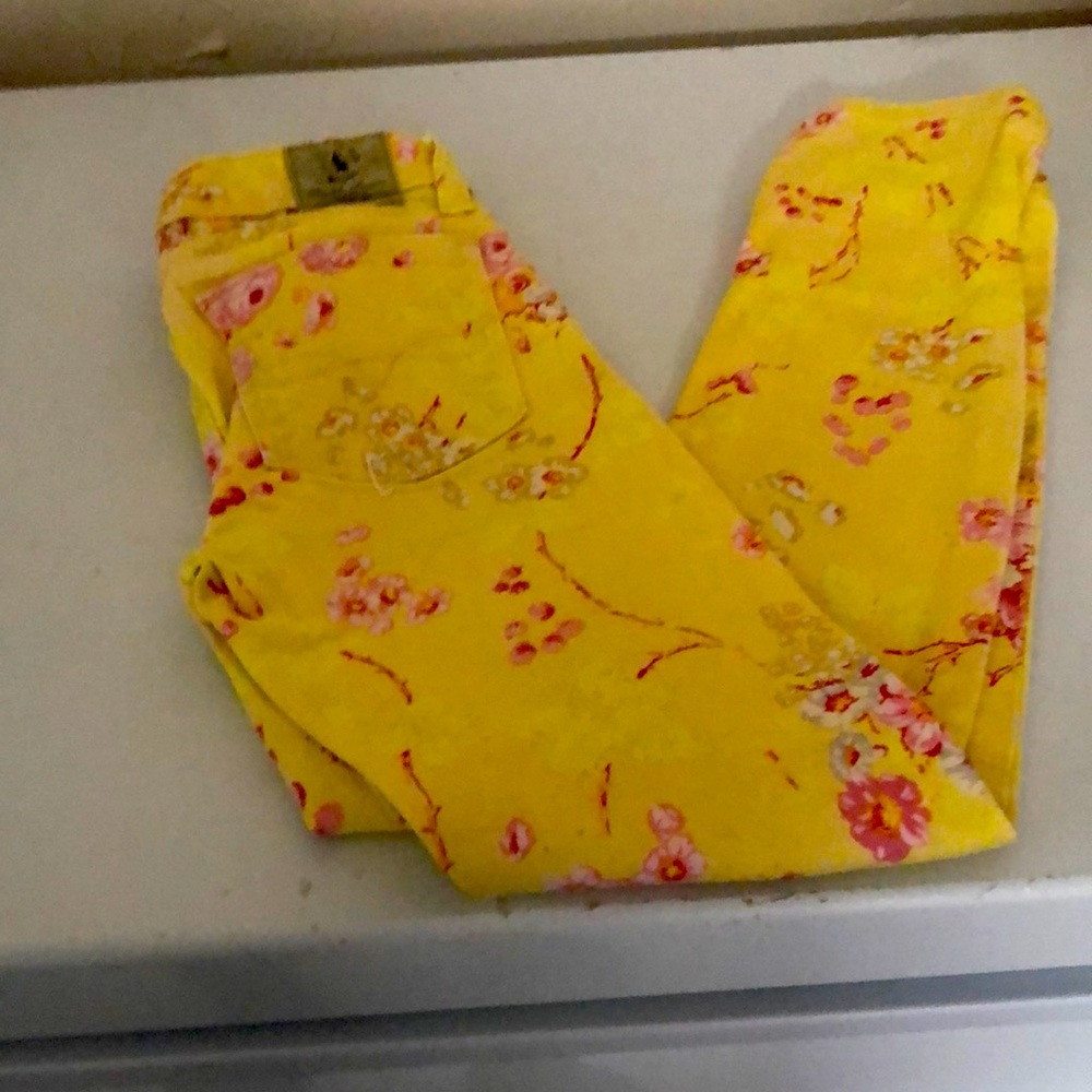 Yellow and pink roses girl jeans